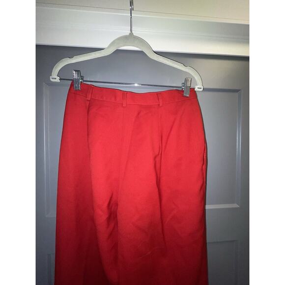 LAUREN RALPH LAUREN Women's Red Pleated Casual Cuffed Pure Wool Ankle Pant 8 - Picture 4 of 8